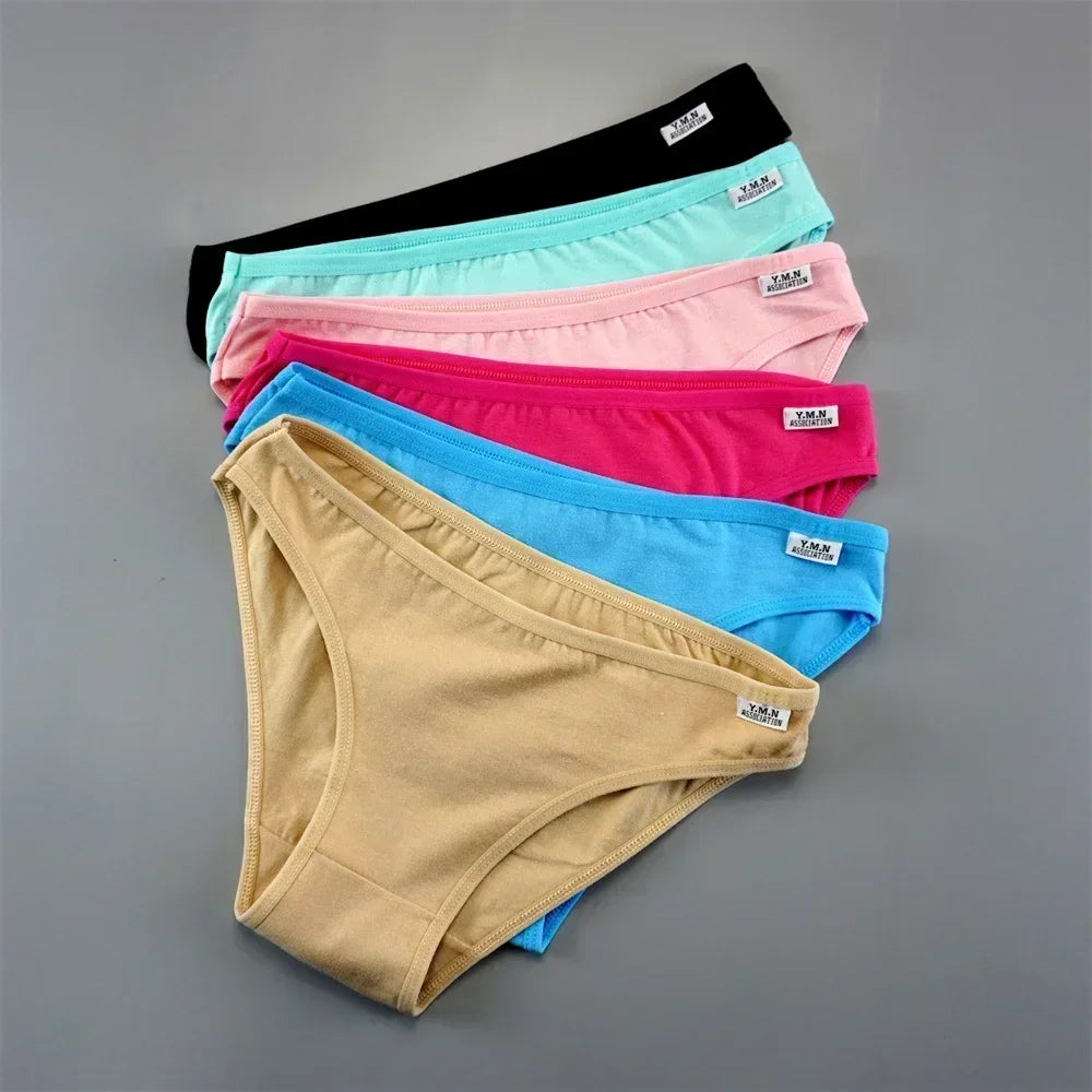 3PCS/Pack Ladies Cotton Panties Free Shipping Comfortable Female Underpants Simple Solid Candy Color Underwear