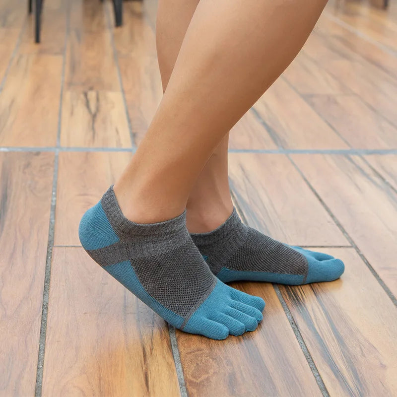 3 Pairs Five Finger Ankle Socks Cotton Men's Casual Mesh Breathable Comfortable No Show Socks With Toes