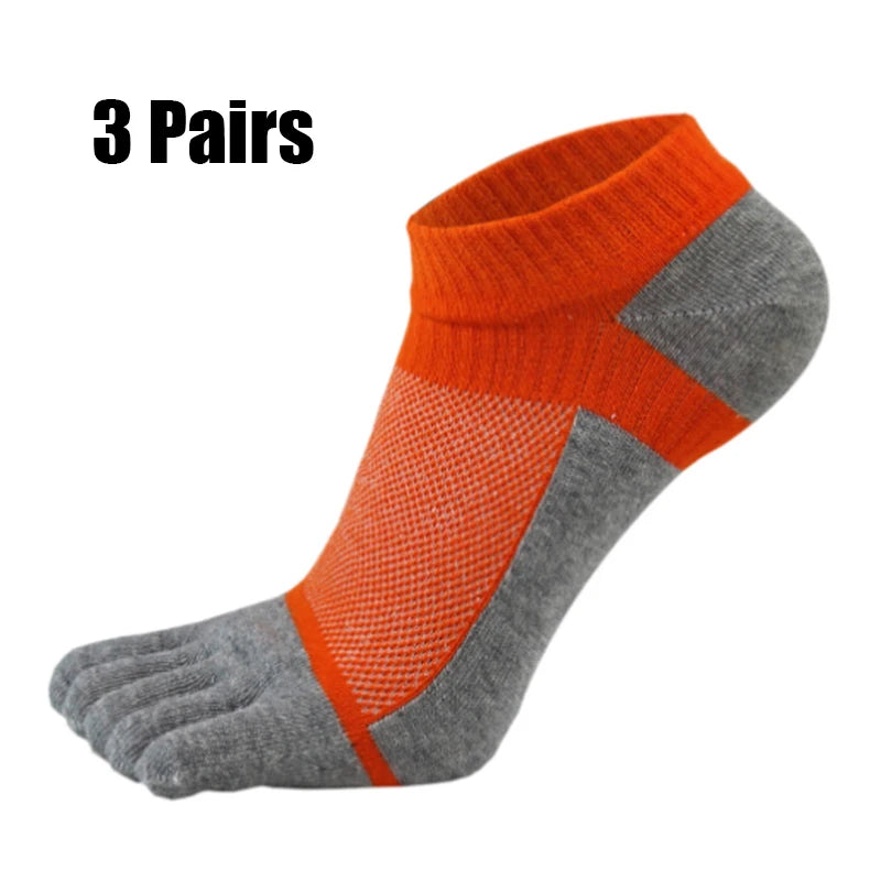 3 Pairs Five Finger Ankle Socks Cotton Men's Casual Mesh Breathable Comfortable No Show Socks With Toes
