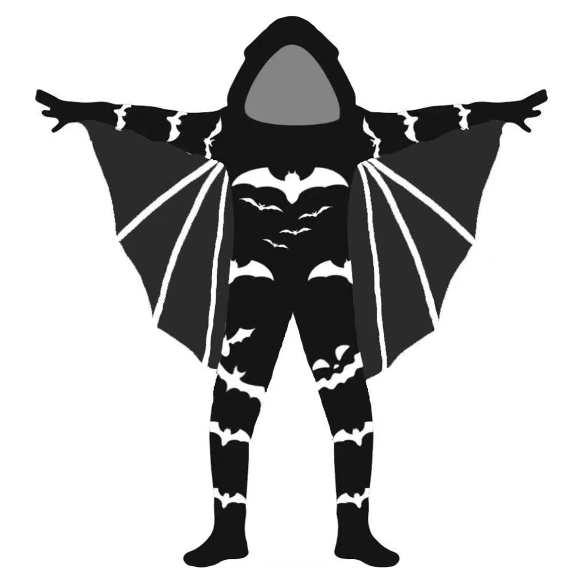 Halloween Costume for Boys Creative Skeleton/Bat Hooded Jumpsuit for Cosplay Party