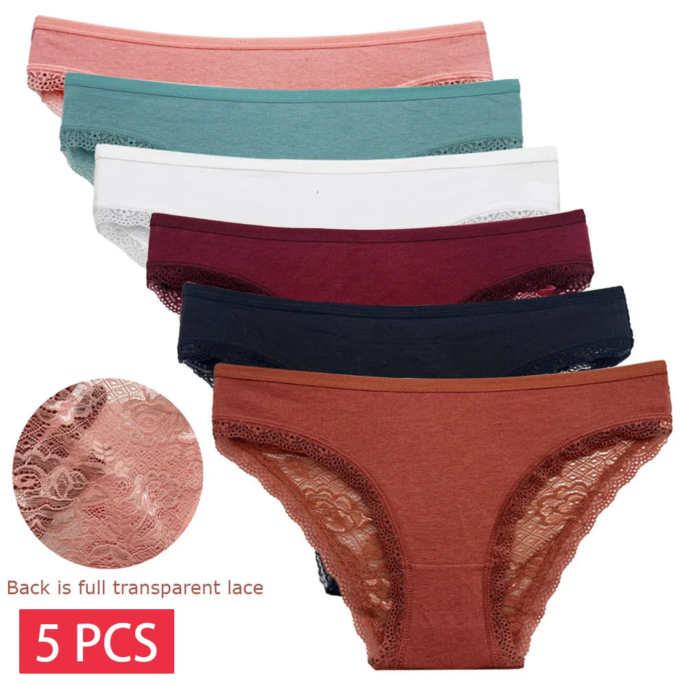 Lady Underwear 5 PCS/SET Sexy Lace Underpants Fashion Female M-XL Women Panties Cotton Briefs