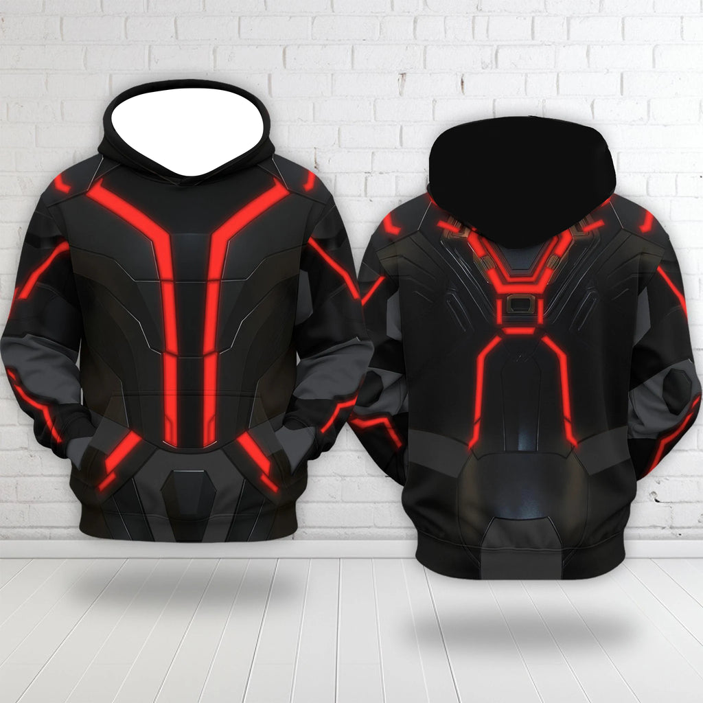 Halloween Costume Cyberpunk Style TRON Ares Red Circuit Hoodie | Futuristic Streetwear for Men, Autumn Winter New Arrival