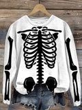 Fall Winter Pullover Women's Halloween Skeleton Print Sweatshirt 3D Print O-Neck Long Sleeve Tops Women's Apparel Y2K Streetwear