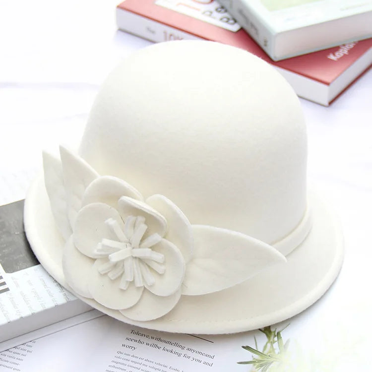 2025 Autumn and Winter New Woolen Hat for Women, Three-dimensional Big Flower Fashion Hat, Temperament Top Hat