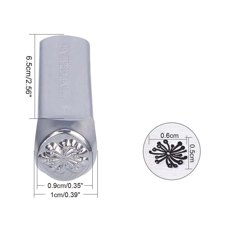 12pcs 3mm Metal Stamp Punch Set Heart Star Pattern Design Carving Embossing Stamp for Metal Jewelry Leather and Wood Printing