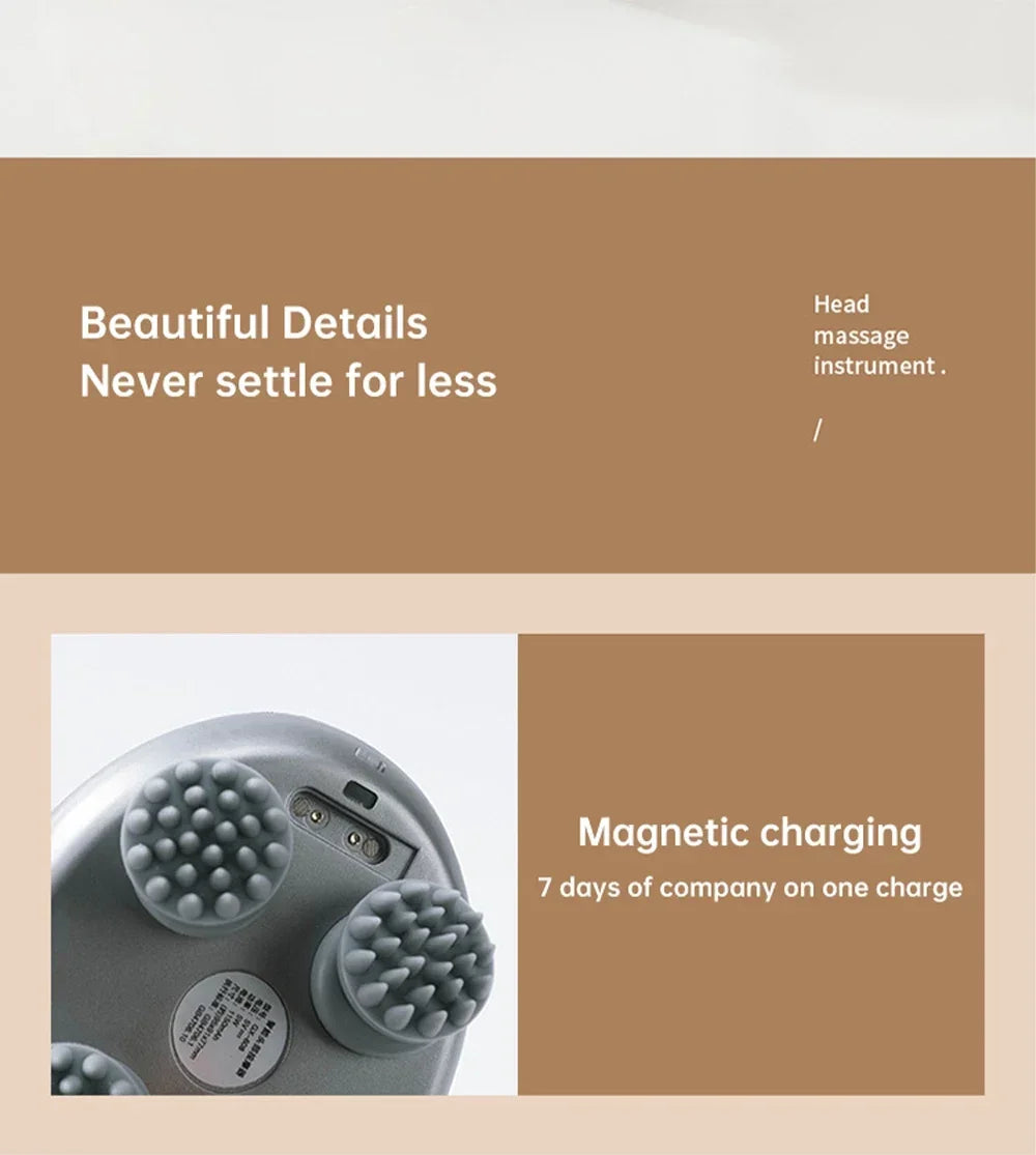 Electric Head Massager Silicone Scalp Magnetic Suction Charging Silicone Shoulder Multifunctional Kneading Vibration Head Spa