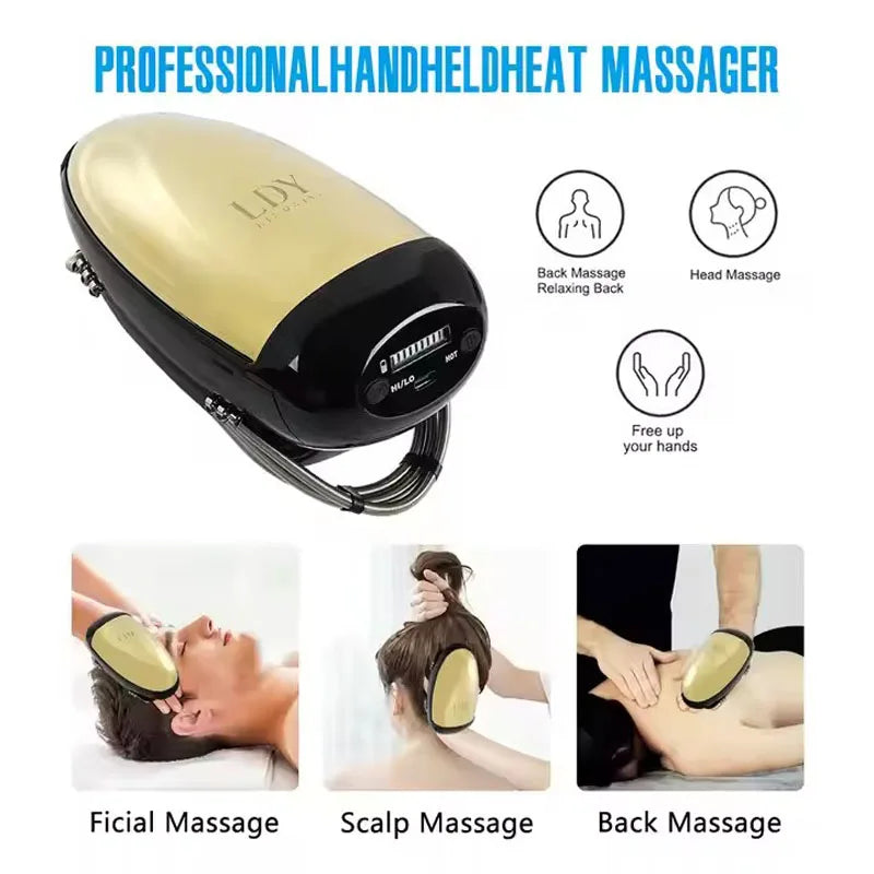 Professional Cordless Vibration Massager Barbers Salons USB Charging Body Neck Back Head Face Wireless Handheld Massage Machine