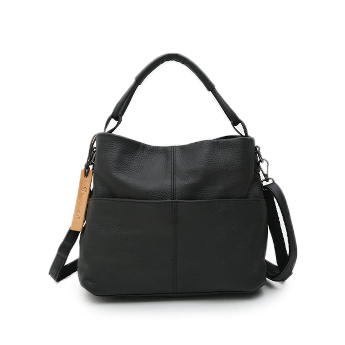 Women Versatile Casual Genuine Leather Top-handle Shoulder Bag Multi pockets Adjustable Strap Cross body Handbags Daily Commute