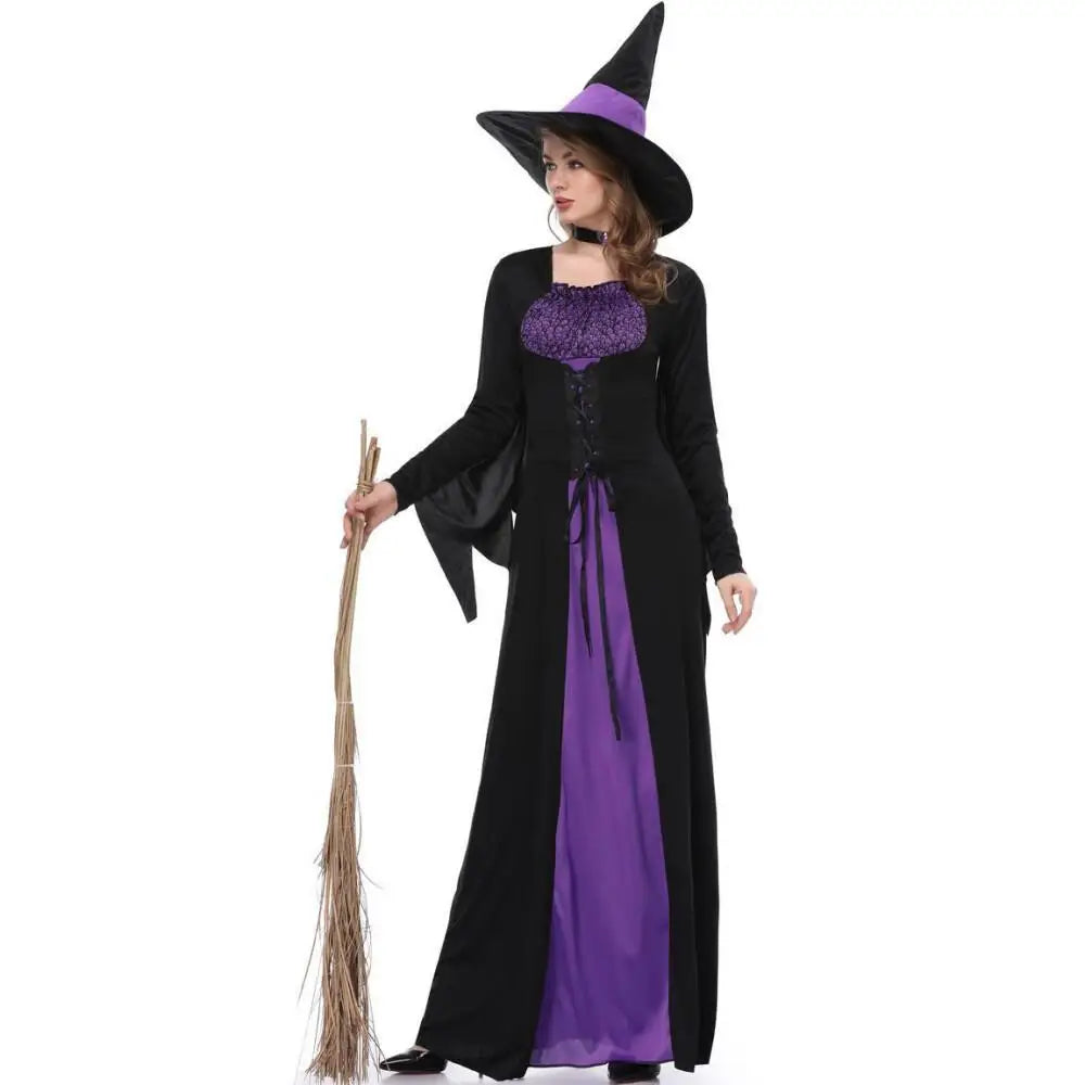 Halloween Carnival Gothic Vampire Witch Cosplay Outfit Adult Women Sorceress Magic Robe For Festival Theme Party Cosplay Show