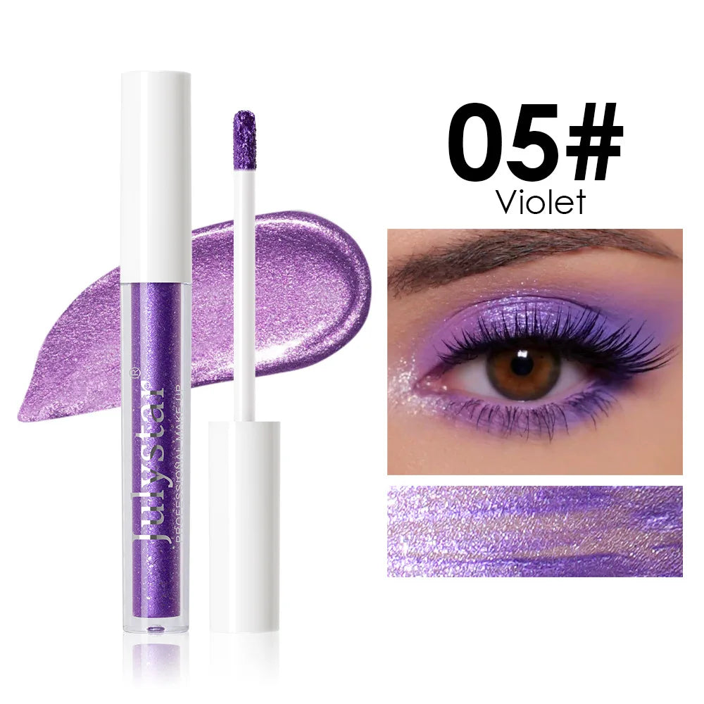 10 Colors Waterproof Liquid Eyeshadow High Shine Long-Lasting Sparkling Eye Shadow Metallic Pink Purple Party Stage Eyes Makeup
