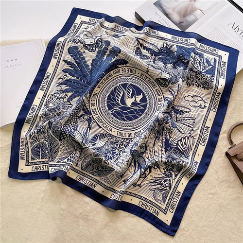 1 Pack Ladies' Korean Style Small Square Silk Scarf Retro Fashion Versatile Printed Professional Neck Scarf