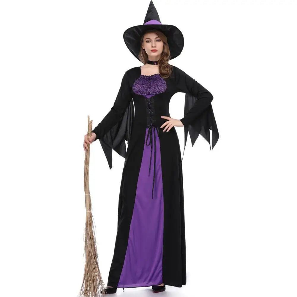 Halloween Carnival Gothic Vampire Witch Cosplay Outfit Adult Women Sorceress Magic Robe For Festival Theme Party Cosplay Show