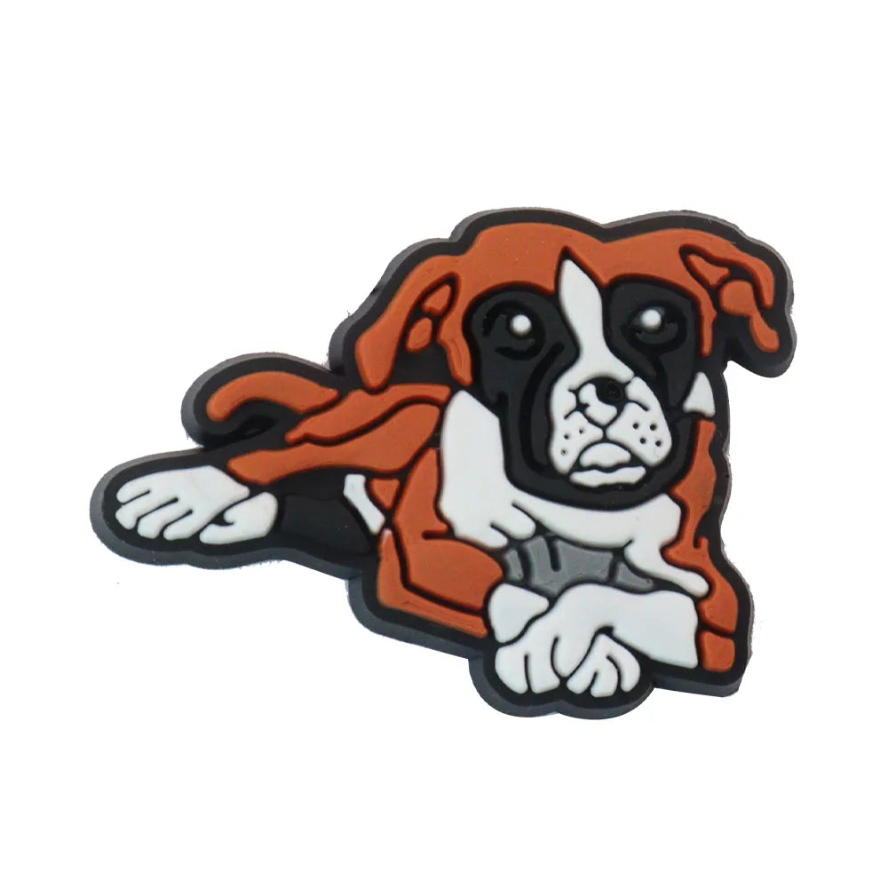 1PCS PVC Kawaii Animal Kinds Of Dog Mom Dad Sandals Shoe Decoration Charms Fit Wristbands Buckle Slipper Accessories Xmas Gifts