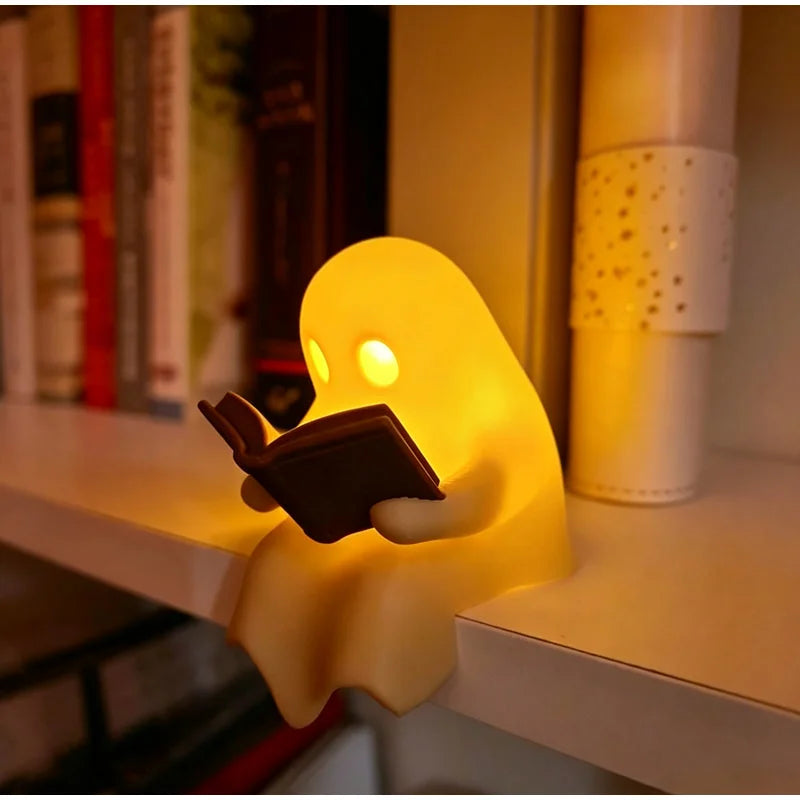 Halloween Desktop Luminous Reading Ghost Ornaments Ghost Books With Led Crafts With Lights Holiday Party Office Decoration Gifts