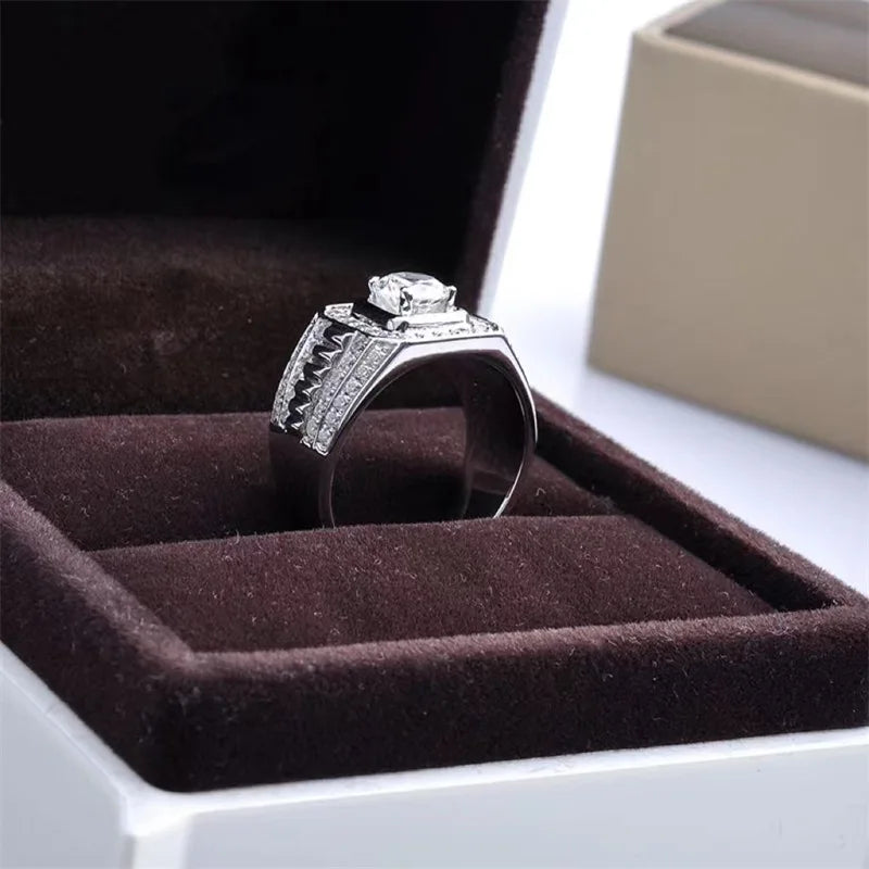 1ct Moissanite Men's Ring 925 Silver Beautiful Firecolour Diamond Substitute luxury wedding rings for Couples 2023