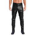 Mens Stylish Faux Leather Pants Pockets Halloween Costume Smooth Lining Straight Pants Tights Leggings Music Party Clothings