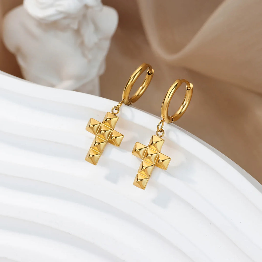 Zircon Star Moon Earrings For Women Gold Color Stainless Steel Star Moon Drop Earring Fashion Aesthetic Christmas Jewelry Gift