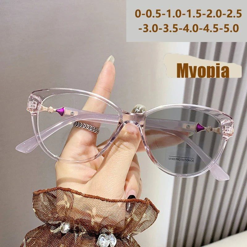 Anti-blue Light, Makeup-free Slimming, Color-changing, Nearsightedness Correction Glasses 6019