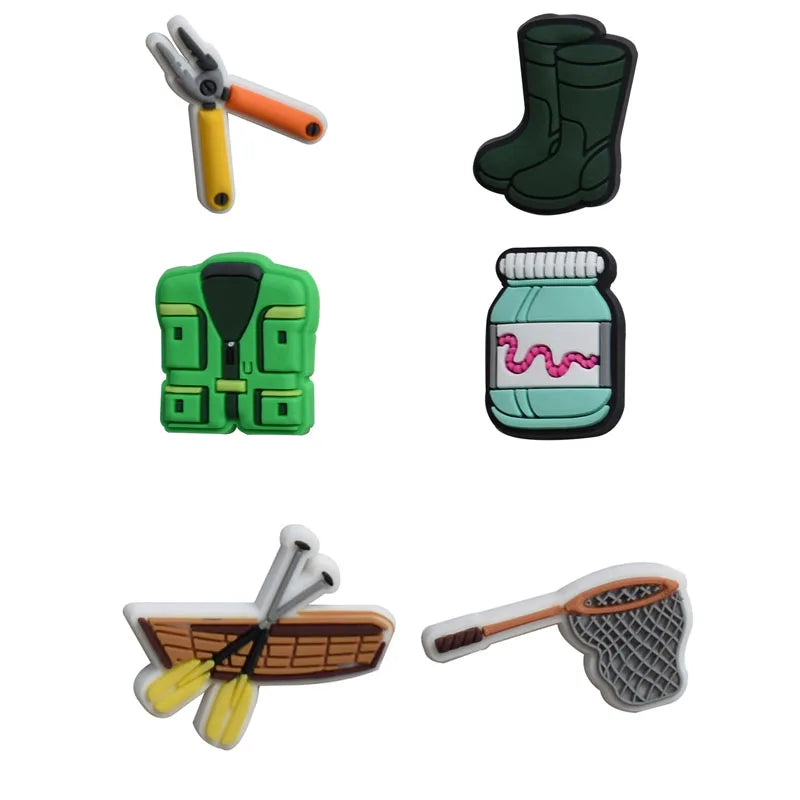 Fishing Shoe Charms for Crocs Accessories Sandals Men Clogs Pins Women Badges Boy Girls Jeans Kids Decorations Buckle Shoes