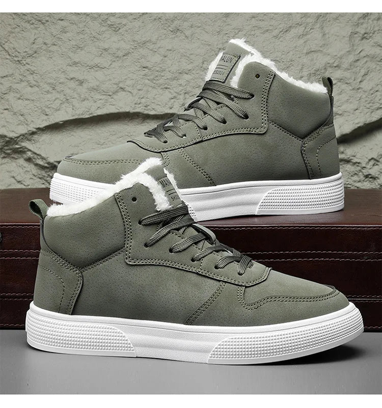 Plus-size men's high-top cotton shoes, men's winter warm fleece-lined casual sneakers, foreign trade fashion sports shoes