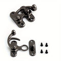 2PCS Metal Bag Horn Hook Lock Antique Tin Box Jewelry Box Decorative Buckle Lock Hook With Screws DIY Wallet Making