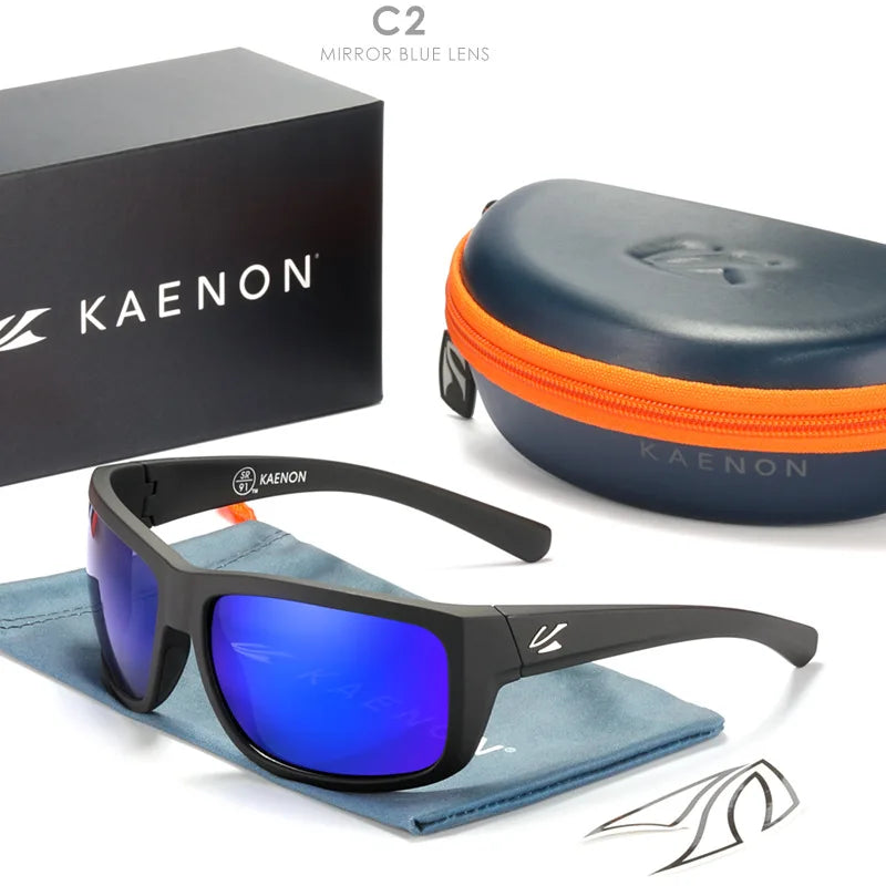 KAENON New Polarized Men's Fishing Driving Sunglasses Outdoor Sports HD Colorful TR90 Outdoor Cycling Sun Glasses Original Box