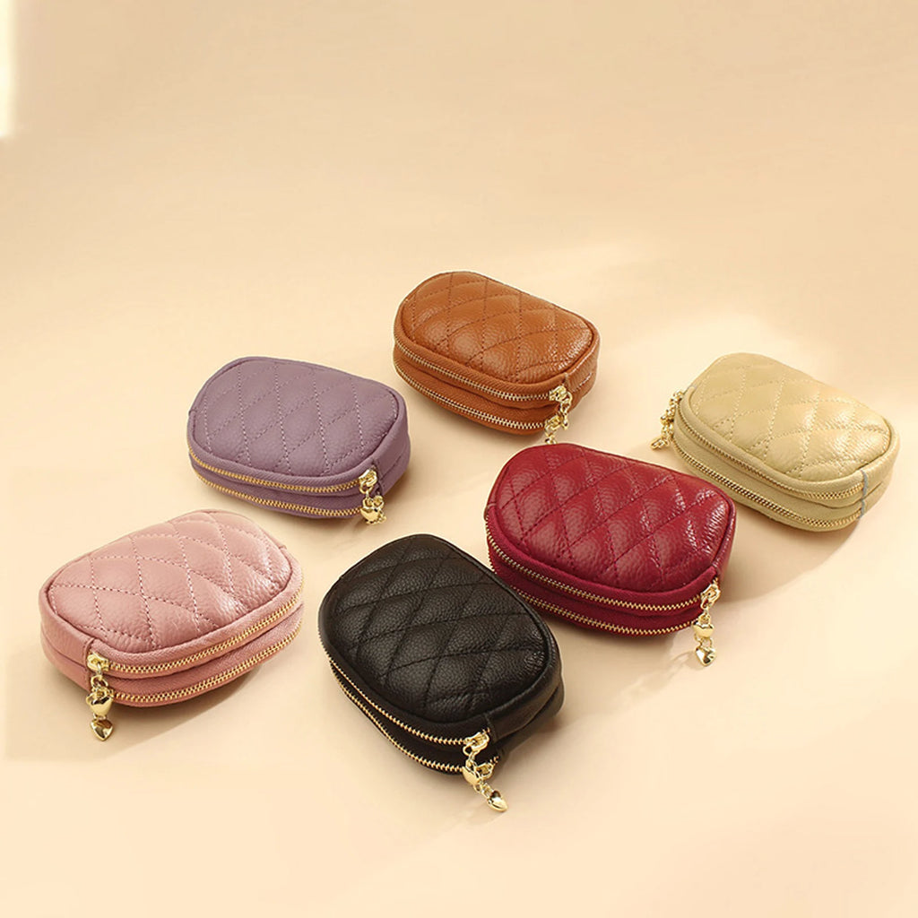 Pu Leather Coin Purse Women Men Large Capacity Wallet Bag Money Key Earbuds Travel Credit Card Holder Double Zipper Storage Bag