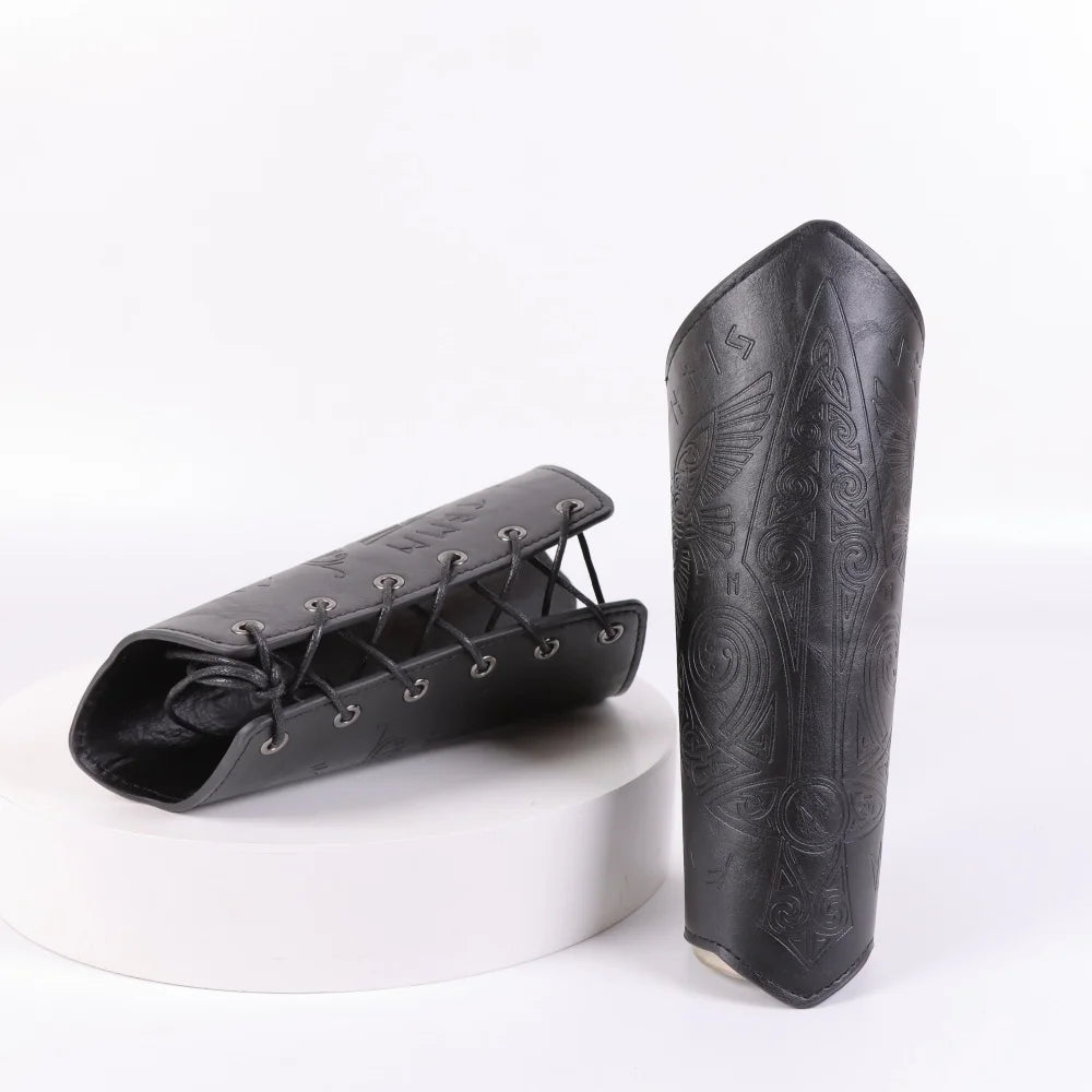 2 Pack Faux Leather Wristbands Viking Medieval Arm Guards Wristbands Halloween Accessories