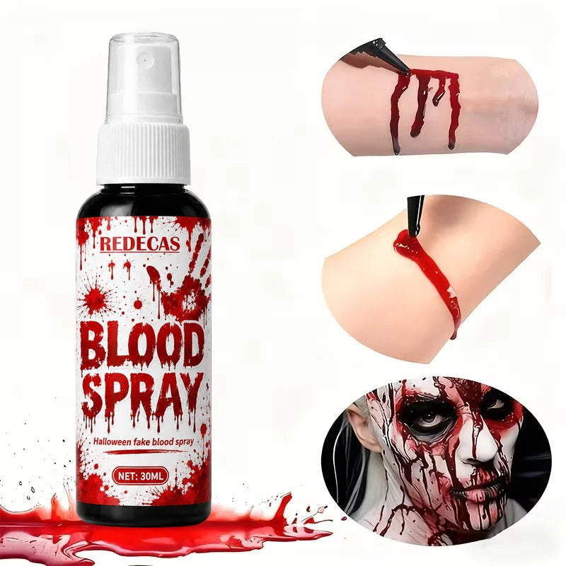 Halloween Fake Blood Spray, Washable Skin-Safe Realistic Blood for Prank, Cosplay & Party, Easy-Clean Theatrical Blood.