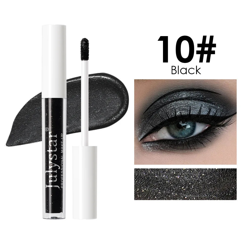 10 Colors Waterproof Liquid Eyeshadow High Shine Long-Lasting Sparkling Eye Shadow Metallic Pink Purple Party Stage Eyes Makeup