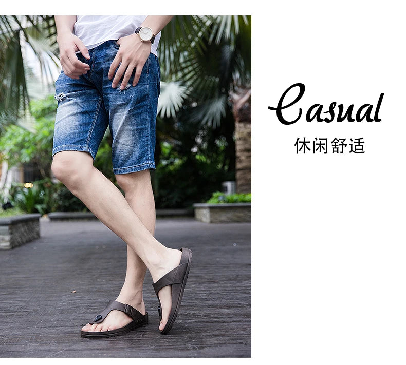 2026 New Summer Flip-flops for Men, Anti-slip, Trendy and Casual Solid-color Beach Shoes
