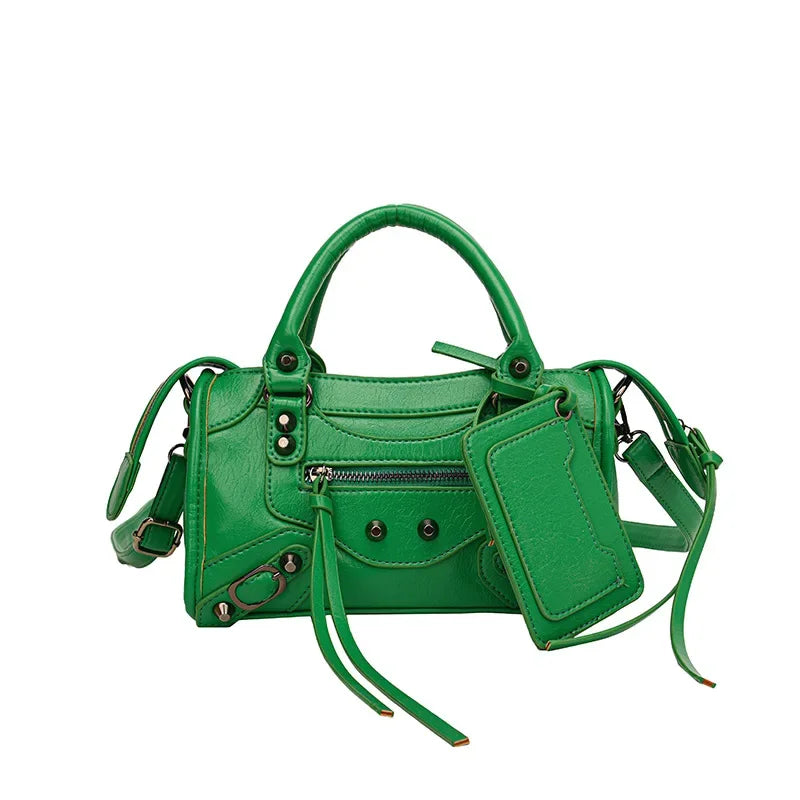 European and American Fashion Rivets Large Capacity Pillow Bag Bowling Motorcycle Handbag Single Shoulder Crossbody Women's Bag