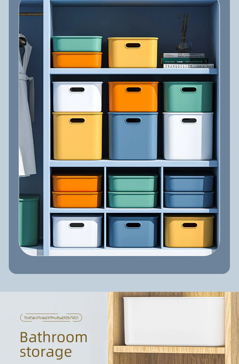 Colorful Plastic Organizers Storage Box With Lid For Toys Underwear Sock Jewelry Lipstick Container Stackable Baskets Bins