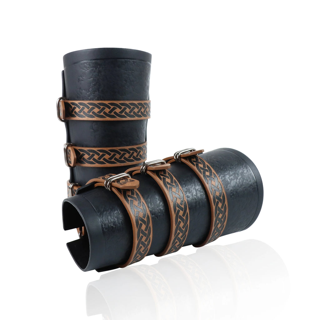 Medieval Leather Wide Waistband Brave Knight Role-Playing Viking Wristband Halloween Coplay Shoulder Armor Accessory Set