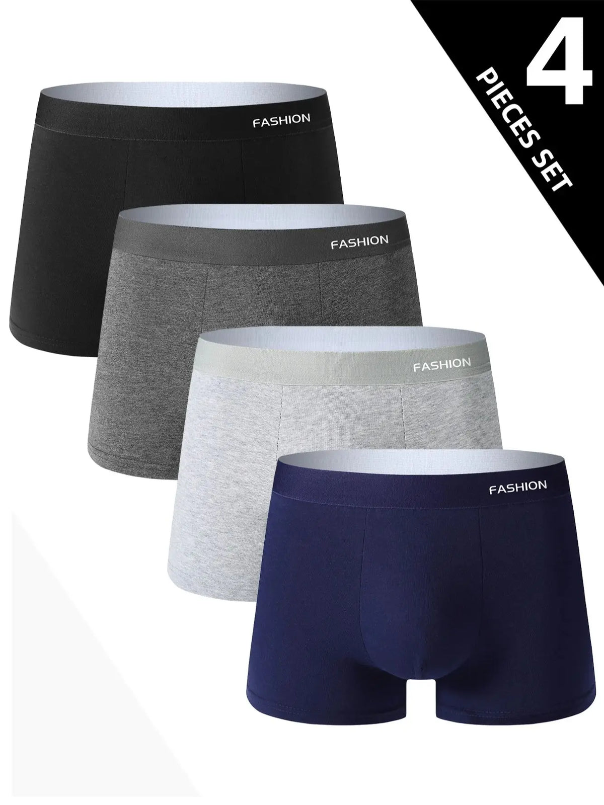 4 Pieces Men’s Underwear, Soft and Fashionable Personality Solid Color Boxer Men's Briefs, Sports Breathable Boxer Briefs