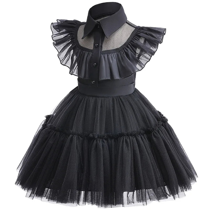 Halloween  Cosplay Costume 0-6-year-old Baby Fashion Hollow lace princess dress carnival girls black evening dress