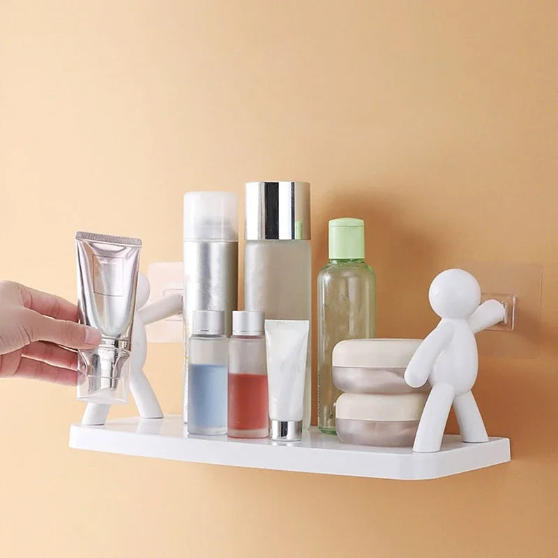 Storage Shelves Racks Self-adhesive Shampoo Shelves Shower Towel Rack Cosmetic Toilet Organizer Home Kitchen PP Plastic Rack