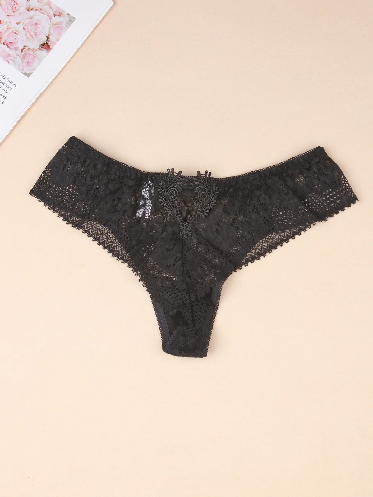 Fashion Sexy Thongs Hollow Out Back Lingerie Female Lace Flower G-String Panties Breathable Underwear Women Plus Size 3Pcs