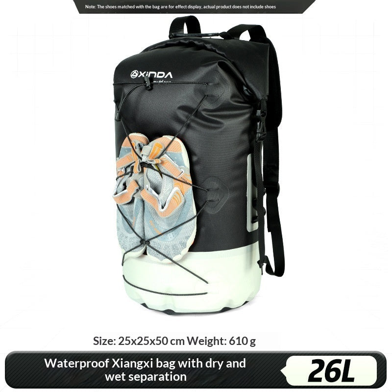 Outdoor Stream-Tracking Backpack With Dry-Wet Separation IPX7 Waterproof Bag