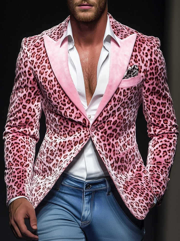 European And American-style Slim-fit Leopard-print Two-piece Suit