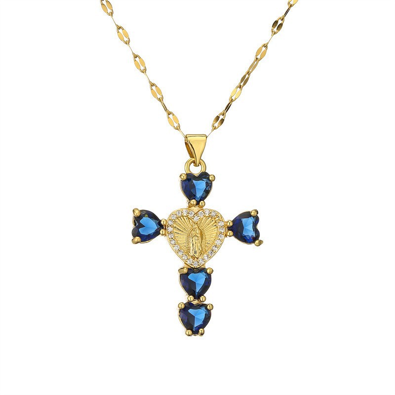 Fashionable Personalized Cross Pendant With Colorful Zircon