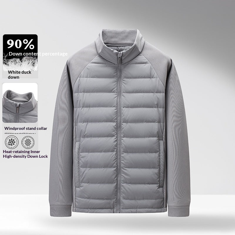 Mens Stand-Up Collar Patchwork Lightweight & Warm Down Jacket