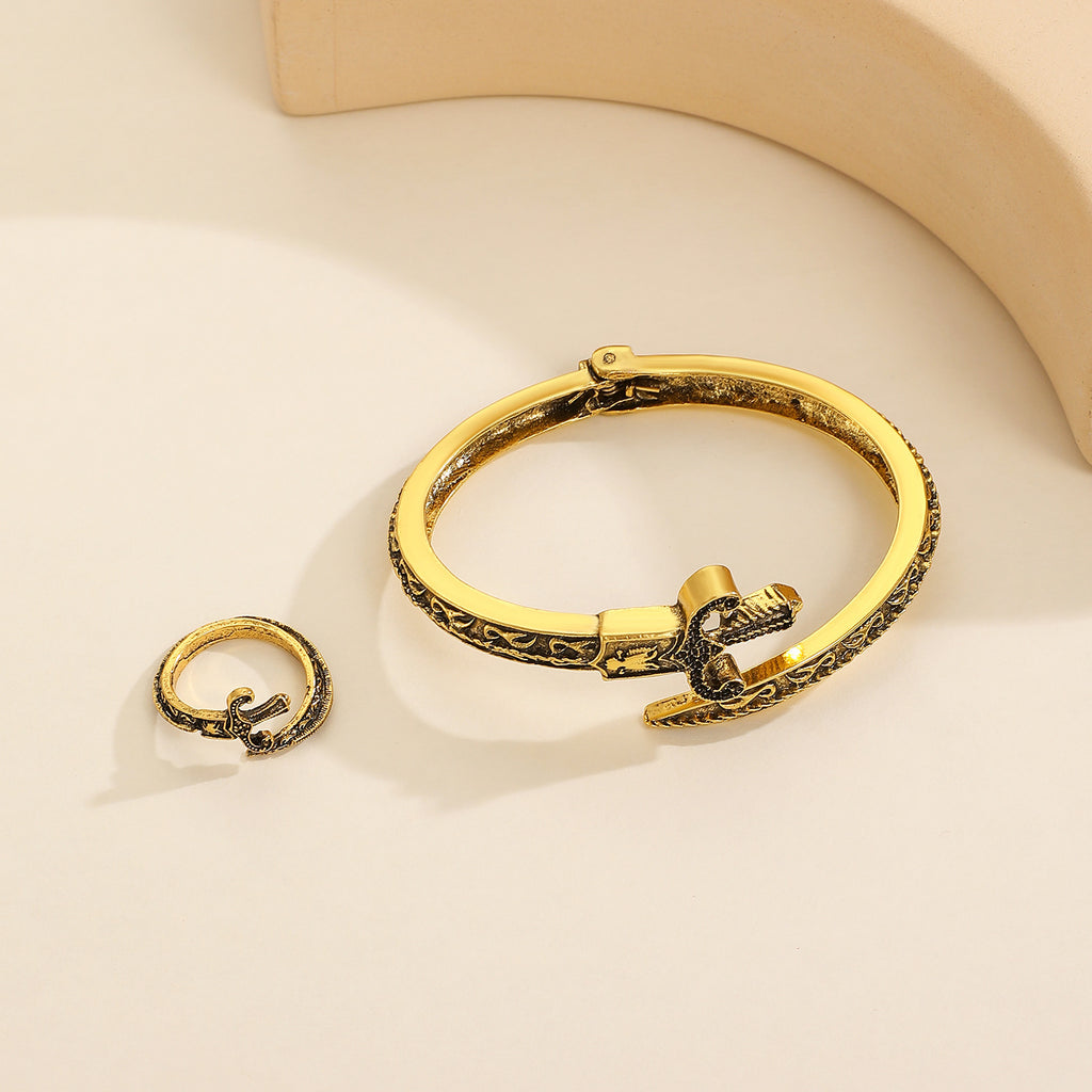 Retro Sword-Style Personalized Bracelet And Ring Set