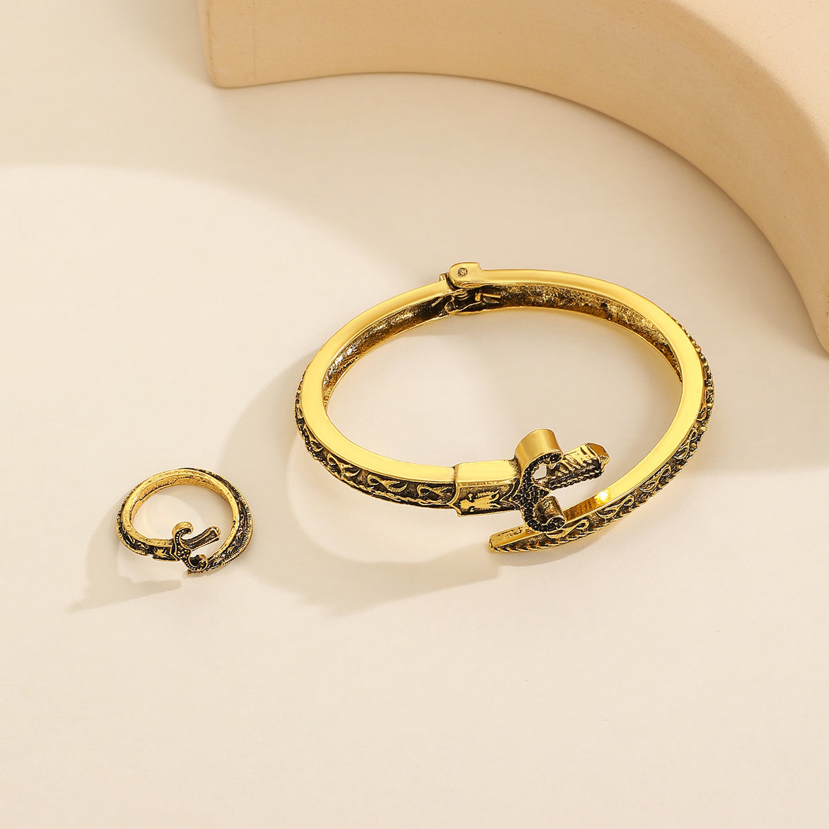 Retro Sword-Style Personalized Bracelet And Ring Set