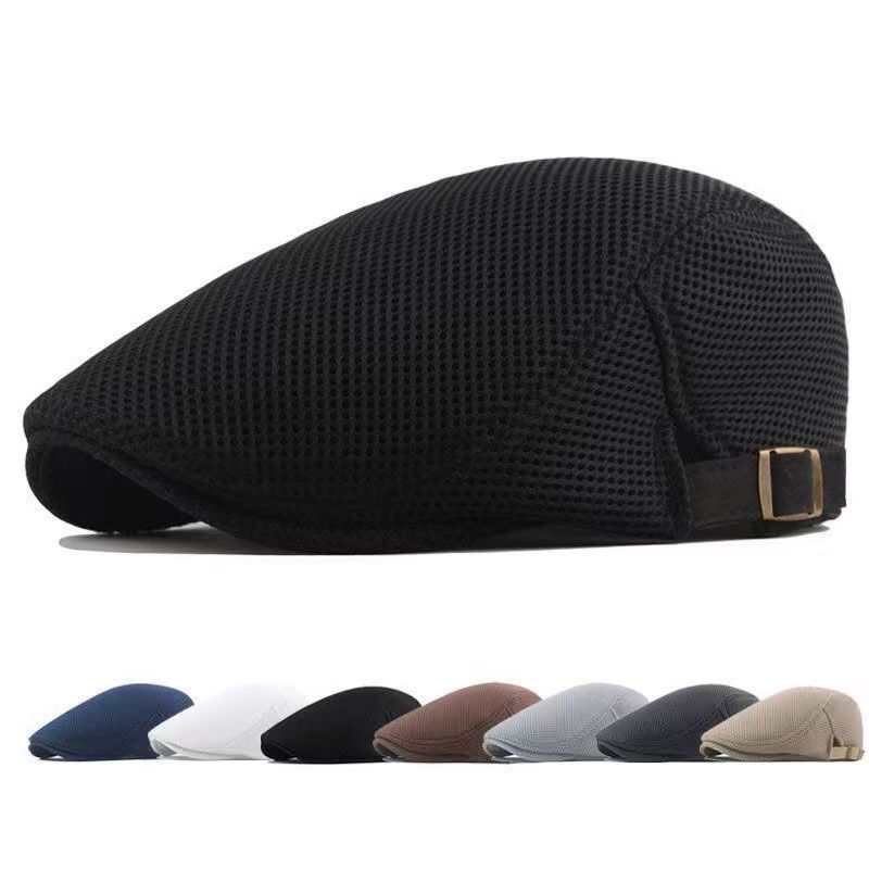 Korean-style Trendy Beret Sun Hat Mens Womens Solid-color Marching Cap