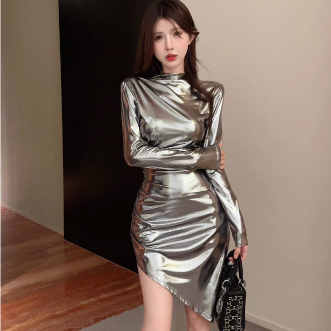 Fashionable Womens Half-turtleneck Long-sleeve Dress