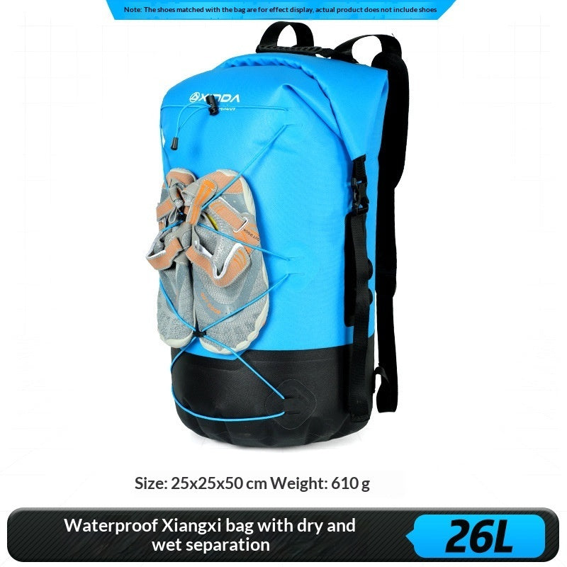 Outdoor Stream-Tracking Backpack With Dry-Wet Separation IPX7 Waterproof Bag