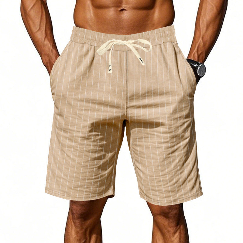 Mens Relaxed-fit Breathable American-style Linen Shorts For The Beach