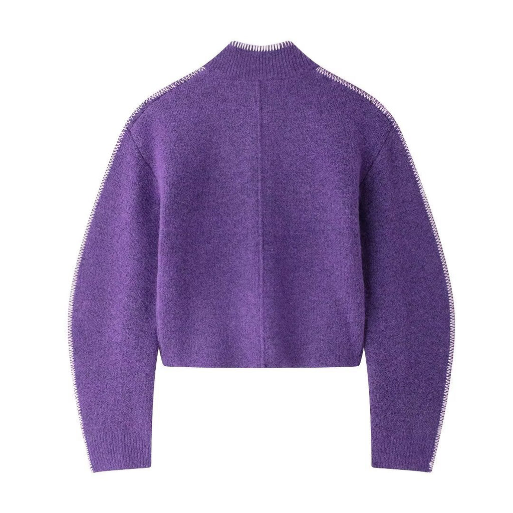 Single-breasted Knitted Cardigan Coat For Women