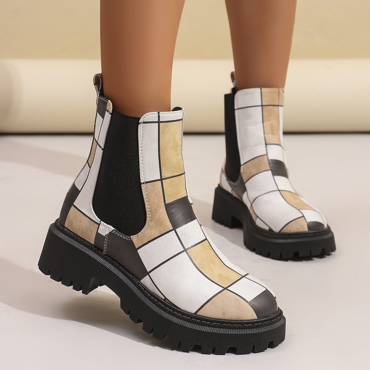 Printed Plus-Size Shaft Boots For Women